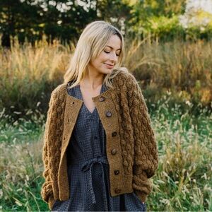 Liz Alig Quinn Wool Cardigan, NWT, Medium, Brown